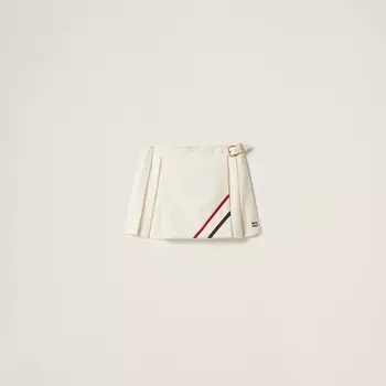 Короткая плиссированная юбка из мохера Miu Miu, бежевый