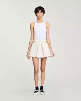 Короткая плиссированная юбка Sandro, белый