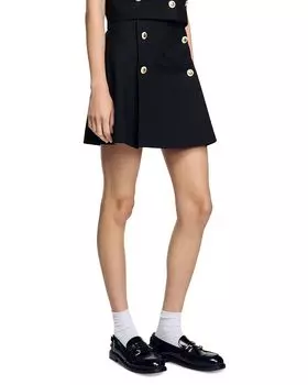 Короткая плиссированная юбка Sandro, черный