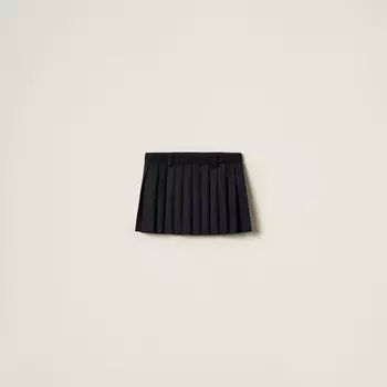 Короткая плиссированная юбка в тонкую полоску Miu Miu, синий