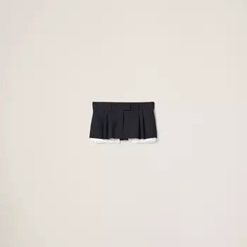 Короткая плиссированная юбка в тонкую полоску Miu Miu, синий