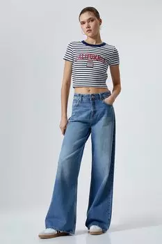 Короткая полосатая футболка Koton, красный