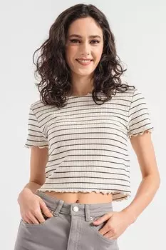 Короткая полосатая футболка Only, черный