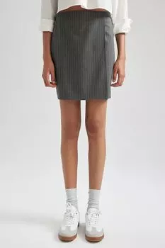 Короткая полосатая юбка Defacto, серый