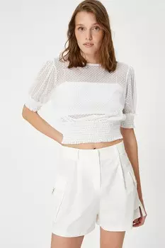 Короткая полупрозрачная блузка Koton, белый