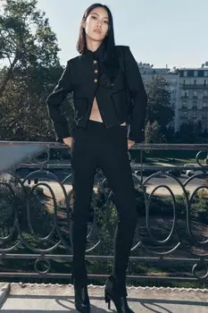 Короткая потертая куртка ZARA, черный