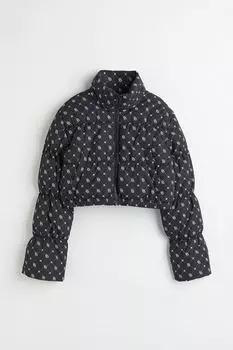 Короткая пуховая куртка H&amp;M, черный/узор