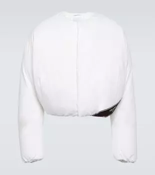 Короткая пуховая куртка из хлопка Prada, белый