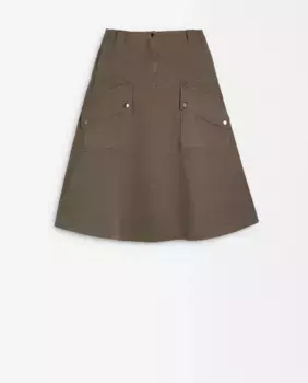 Короткая расклешенная юбка с карманами Parfois, цвет Caqui