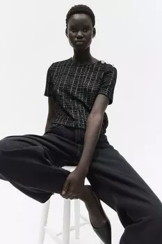 Короткая рубашка букле H&M, черный