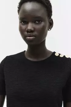Короткая рубашка букле H&M, черный