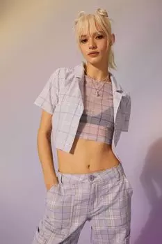 Короткая рубашка H&amp;M, фиолетовый/клетка