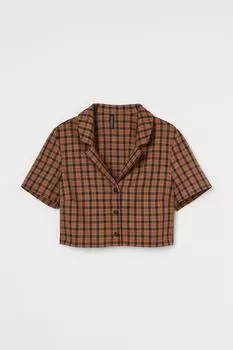 Короткая рубашка H&amp;M, коричневый/клетчатый