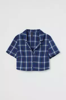 Короткая рубашка H&amp;M, темно-синий/клетчатый