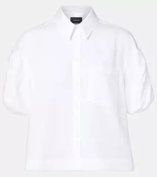 Короткая рубашка из хлопкового поплина с буфами на рукавах Simone Rocha, белый