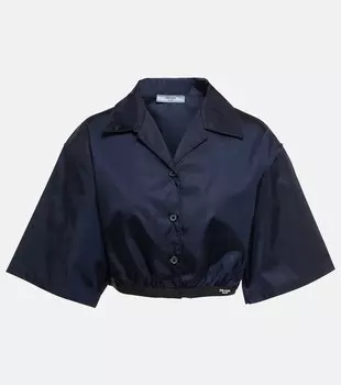 Короткая рубашка из переработанного нейлона Prada, синий
