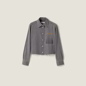 Короткая рубашка из шамбре Miu Miu, серый