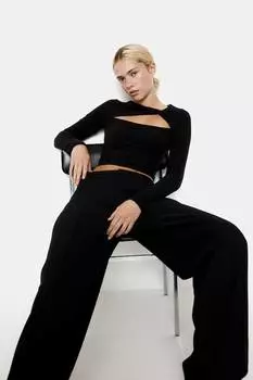 Короткая рубашка с перекрученной деталью H&M, черный