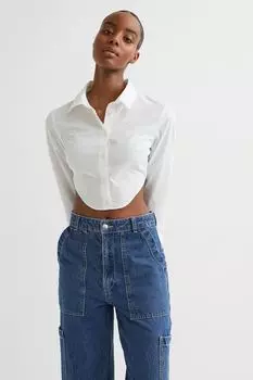 Короткая рубашка с вырезом H&amp;M, белый