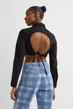 Короткая рубашка с вырезом H&amp;M, черный