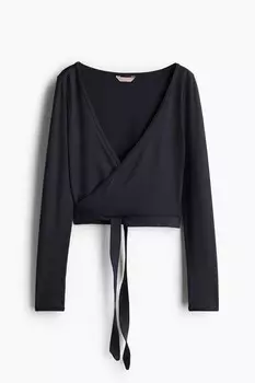 Короткая рубашка с запахом H&M, черный