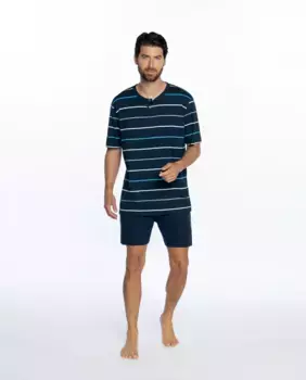 Короткая синяя трикотажная мужская пижама Guasch