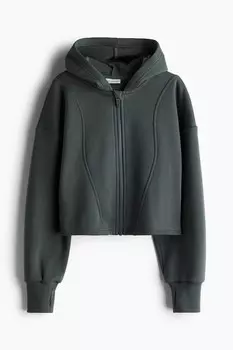 Короткая спортивная куртка с капюшоном H&M, зеленый