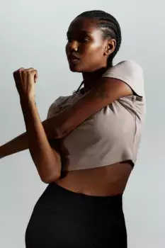 Короткая спортивная рубашка drymove H&M, бежевый