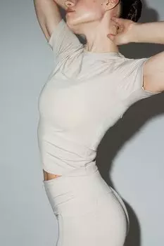 Короткая спортивная рубашка drymove H&M, бежевый