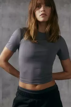 Короткая спортивная рубашка из материала Drymove. H&M, серый