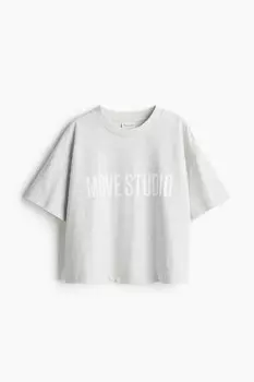 Короткая спортивная рубашка из материала Drymove H&M, серый