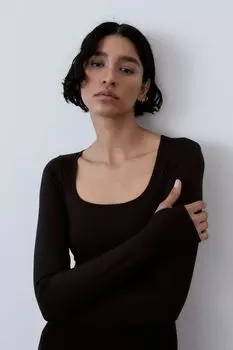 Короткая спортивная рубашка Softmove H&M, черный