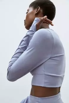 Короткая спортивная рубашка Softmove H&M, фиолетовый