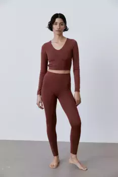 Короткая спортивная рубашка softmove H&M, коричневый