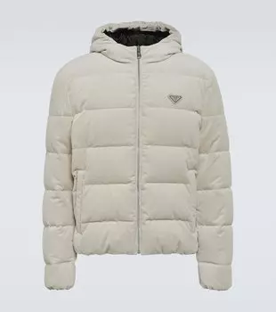 Короткая стеганая куртка из хлопкового вельвета Prada, Talco