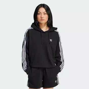Короткая толстовка с 3 полосками Adicolor Adidas, цвет Black