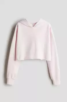Короткая толстовка с капюшоном с принтом H&M, розовый