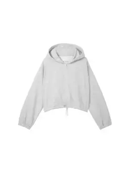 Короткая толстовка TOM TAILOR "Full Zip" с кулиской, серый