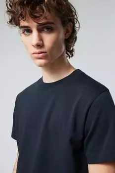 Короткая, тяжелая футболка свободного кроя Weekday, синий