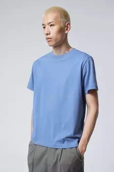 Короткая, тяжелая футболка свободного кроя Weekday, синий