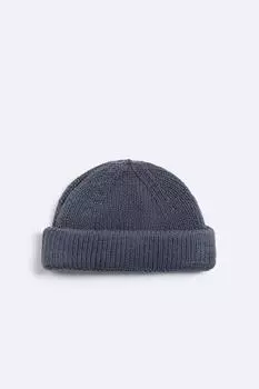 Короткая трикотажная шапка ZARA, серо-голубой