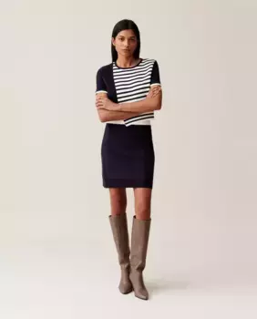 Короткая трикотажная юбка с резинкой на талии Claudie Pierlot, тёмно-синий