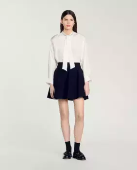 Короткая трикотажная юбка Sandro, темно-синий