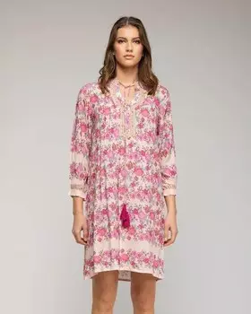 Короткая туника с цветочным принтом и вышивкой Niza, розовый