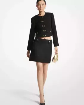 Короткая твидовая юбка на пуговицах Michael Michael Kors, черный