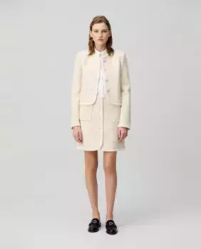 Короткая твитовая юбка с пуговицами Claudie Pierlot, белый