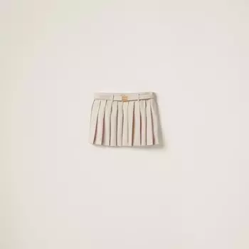 Короткая юбка батавия со складками Miu Miu, бежевый