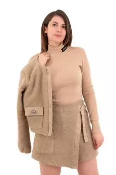 Короткая юбка-брюки из шерсти Fold Your Mind, бежевый