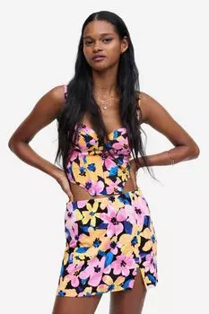 Короткая юбка H&M, черный/цветочный