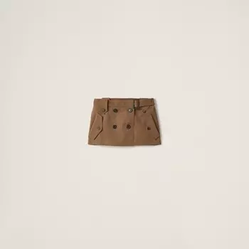 Короткая юбка из габардина Miu Miu, бежевый